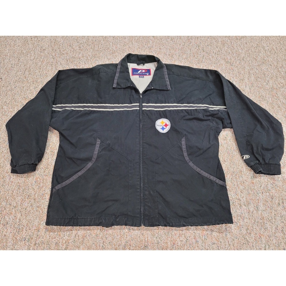 Pittsburgh Steelers Jacket Mens XL Black Pro Player Full Zip NFL Football Sports